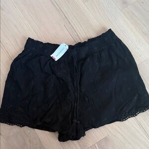 EARTHBOUND Black Eyelet Women Shorts